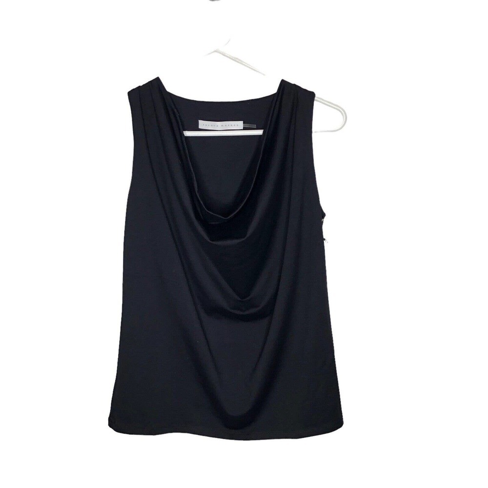 NWT Susana Monaco Womens Crowl Drape Neck Top Shirt Size Small Black Sleeveless